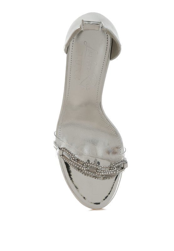 Rhinestone Chain Stiletto Metallic Heels | Zarnesh