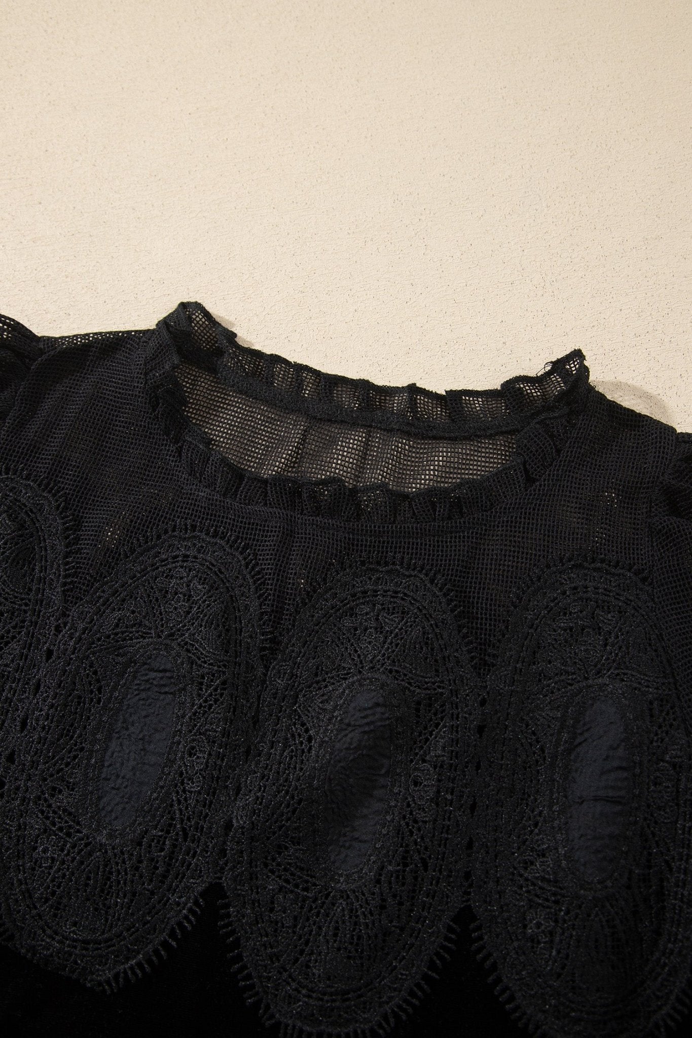 Velvet Sheer Mesh Lace Yoke Mini Dress | Zarnesh - ZarneshDresses/Mini Dresses