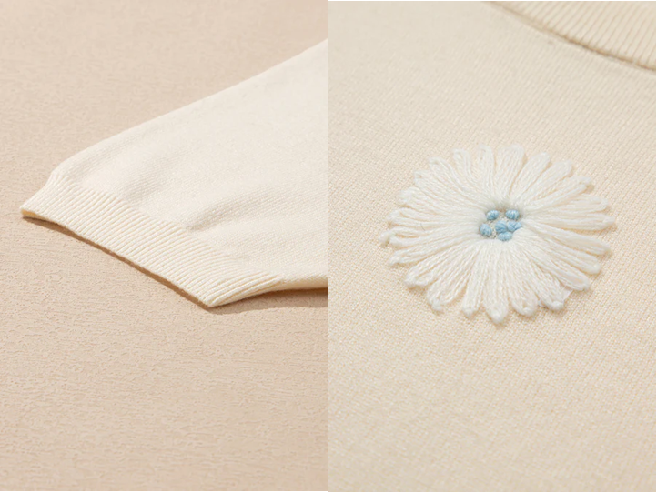 Women’s Dulce Flower Pattern Short Sleeve Knitted Top | Zarnesh
