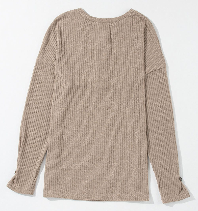 Women’s Evie Rib Textured Henley Knit Top | Zarnesh