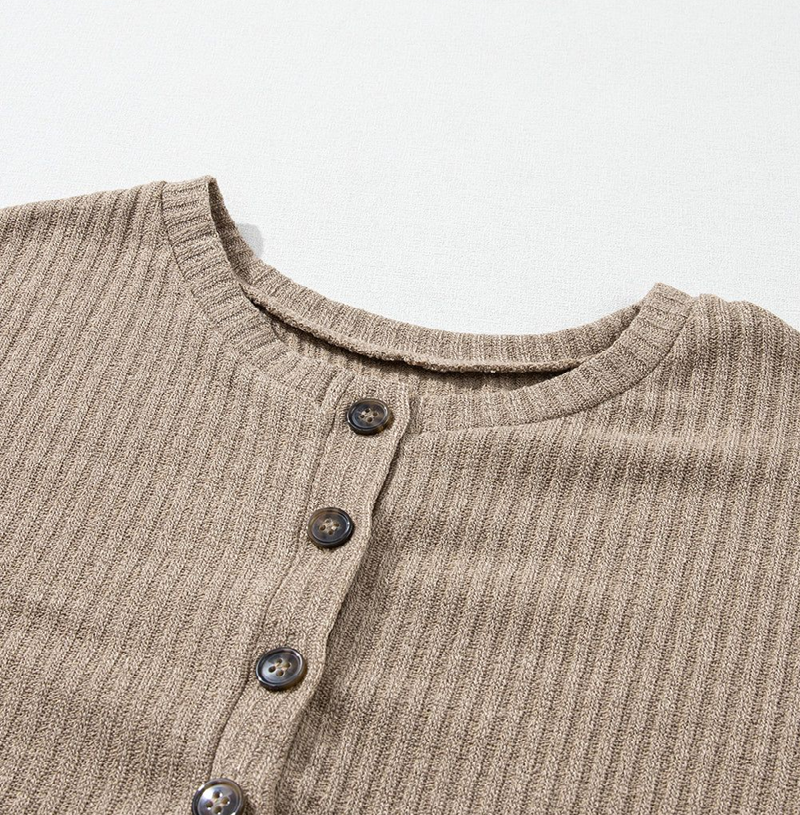 Women’s Evie Rib Textured Henley Knit Top | Zarnesh