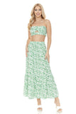 Floral Ankle Length Maxi Skirt Strapless Top Set | Zarnesh