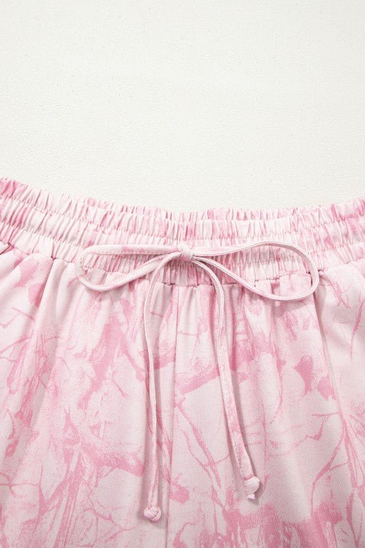 Women’s Abstract V-Neck Tee and Drawstring Shorts Set | Zarnesh