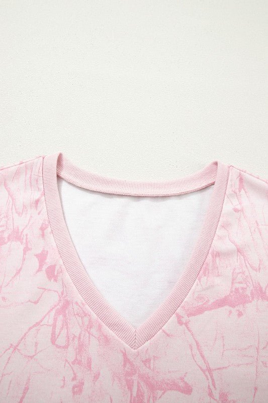 Women’s Abstract V-Neck Tee and Drawstring Shorts Set | Zarnesh