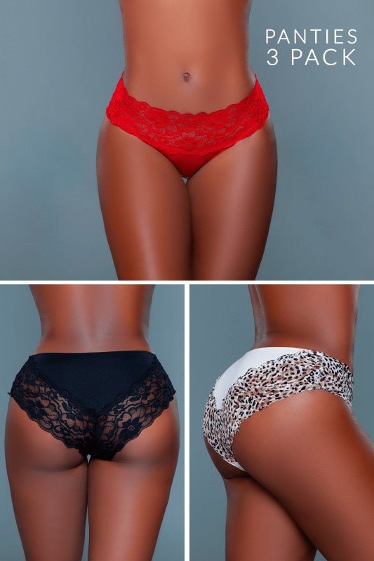 Women's Arlo Bikini Panty 3-Pack Lace Waistband | Zarnesh