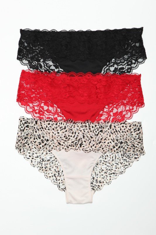 Women's Arlo Bikini Panty 3-Pack Lace Waistband | Zarnesh
