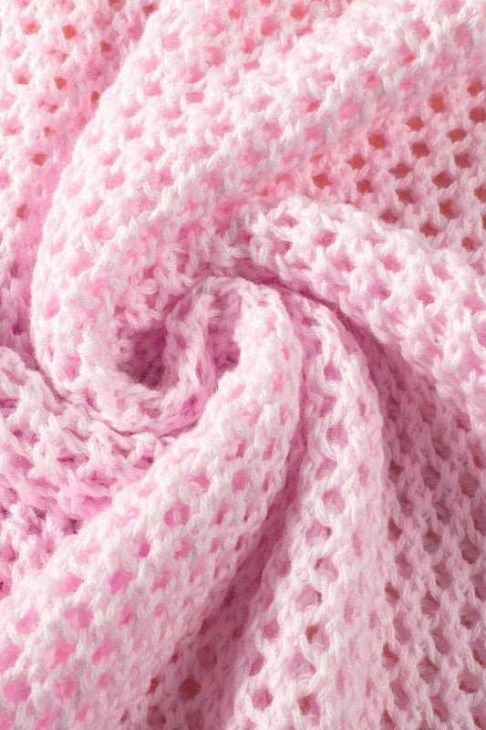 Women's Big Flower Hollow Knit Drop Shoulder Sweater | Zarnesh