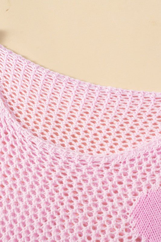 Women's Big Flower Hollow Knit Drop Shoulder Sweater | Zarnesh