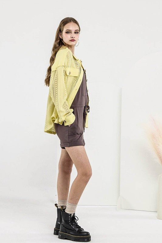 Women's Boho Cotton Crochet Lace Button-Down Shacket | Zarnesh