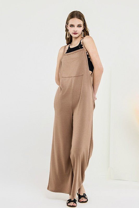 Women’s Boho Plus Wide Leg Overall Jumpsuit with Pocket | Zarnesh