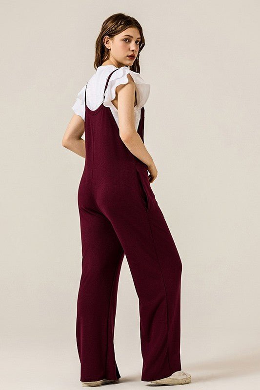 Women’s Boho Wide Leg Terry Overall Jumpsuits with Pocket | Zarnesh