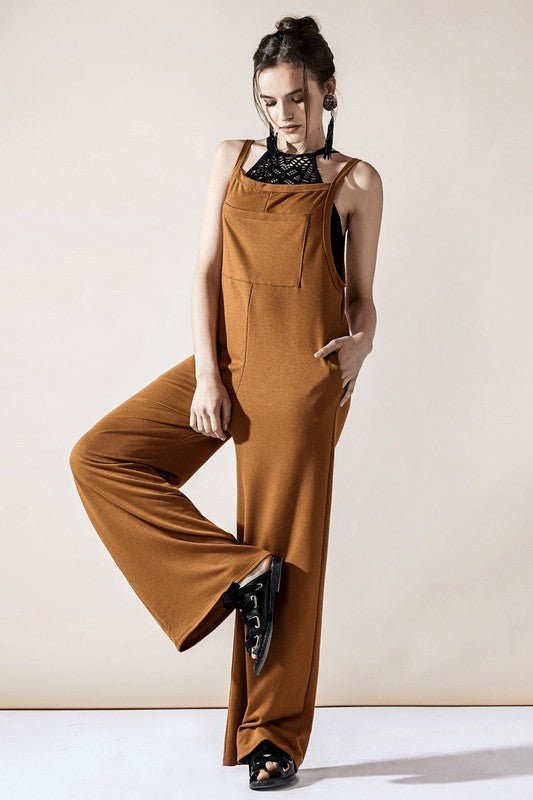 Women’s Boho Wide Leg Terry Overall Jumpsuits with Pocket | Zarnesh