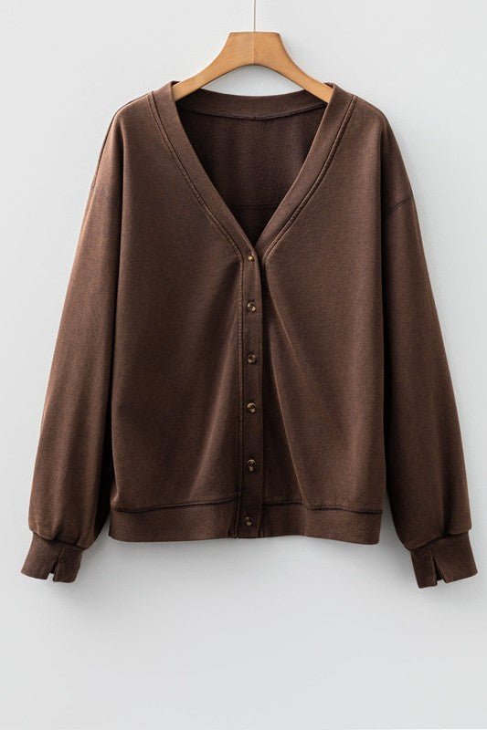 Women’s Casual Solid V-Neck Button Front Cardigan | Zarnesh