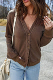 Women’s Casual Solid V-Neck Button Front Cardigan | Zarnesh