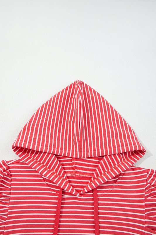 Women’s Casual Striped Puff Sleeve Long Hoodie | Zarnesh