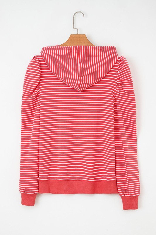 Women’s Casual Striped Puff Sleeve Long Hoodie | Zarnesh