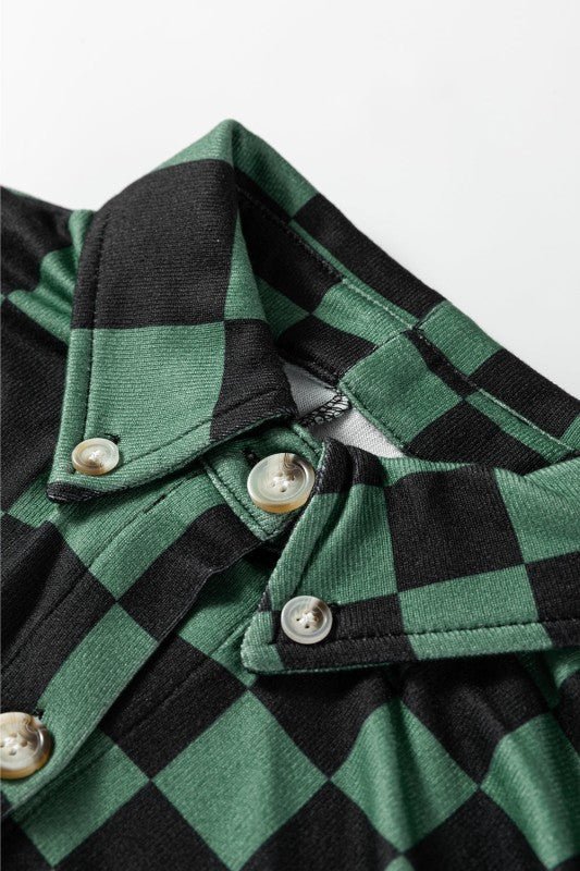 Women’s Checkerboard Button Front Flap Pocket Shacket | Zarnesh