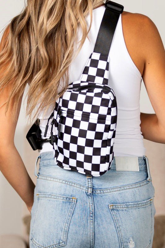Women’s Checkered Crossbody Nylon Sling Bag | Zarnesh