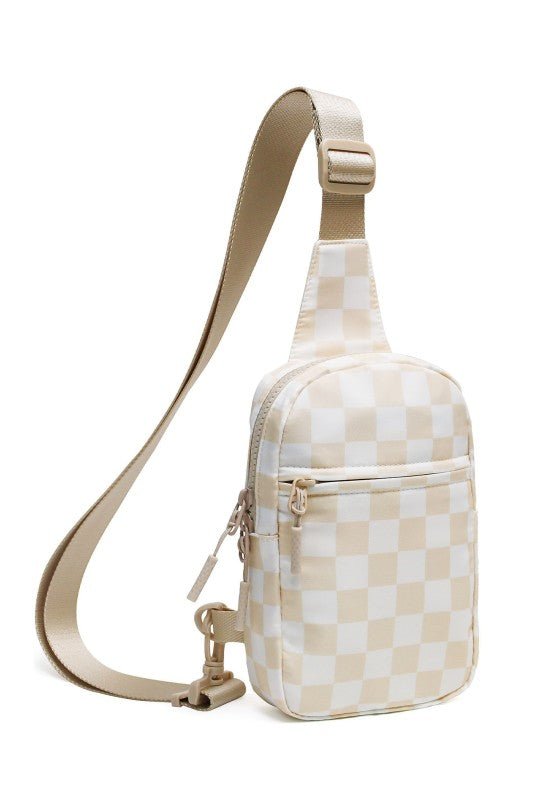 Women’s Checkered Crossbody Nylon Sling Bag | Zarnesh