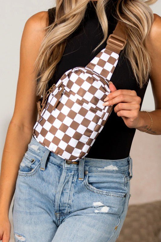Women’s Checkered Crossbody Nylon Sling Bag | Zarnesh