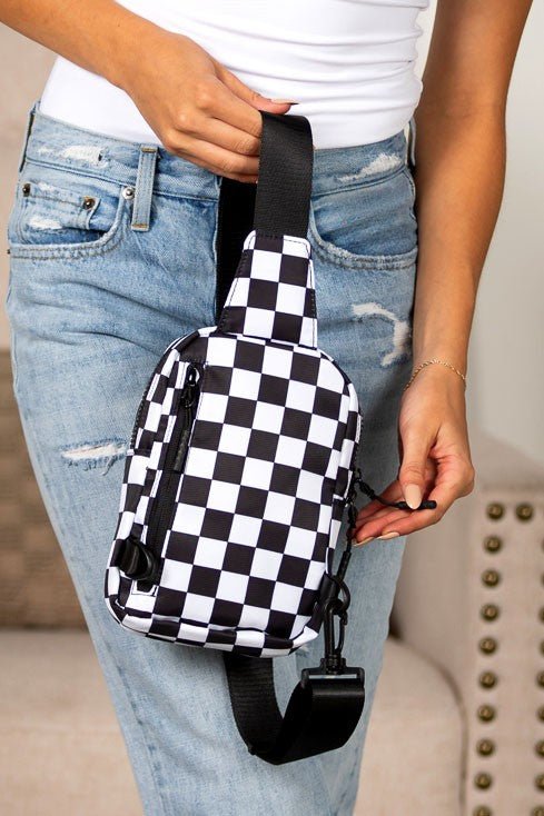 Women’s Checkered Crossbody Nylon Sling Bag | Zarnesh