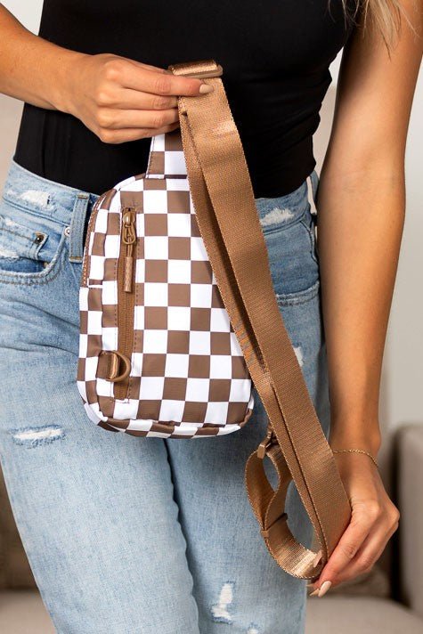 Women’s Checkered Crossbody Nylon Sling Bag | Zarnesh