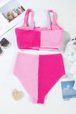 Women's Corded Color Block Square High Waist Bikini Set | Zarnesh
