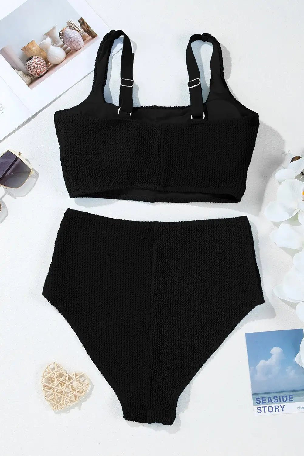 Women's Corded Color Block Square High Waist Bikini Set | Zarnesh