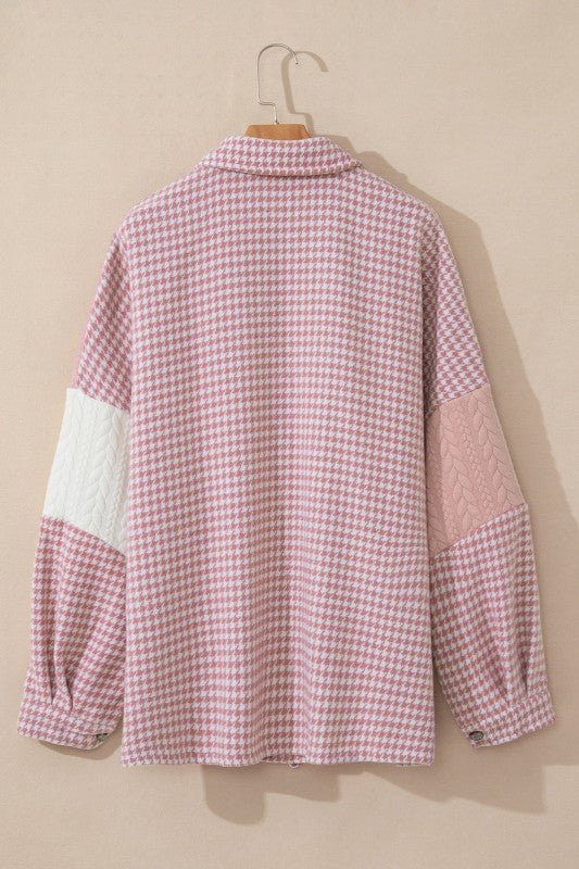 Women’s Colorblock Textured Patchwork Houndstooth Shacket | Zarnesh