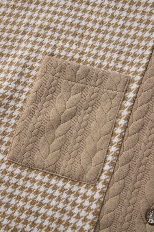 Women’s Colorblock Textured Patchwork Houndstooth Shacket | Zarnesh