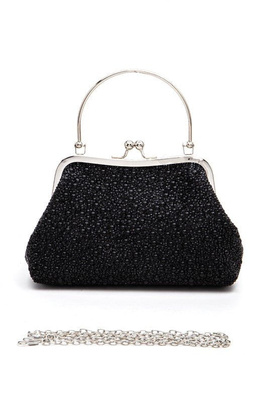 Pearl Embellished Top Handle Convertible Clutch | Zarnesh