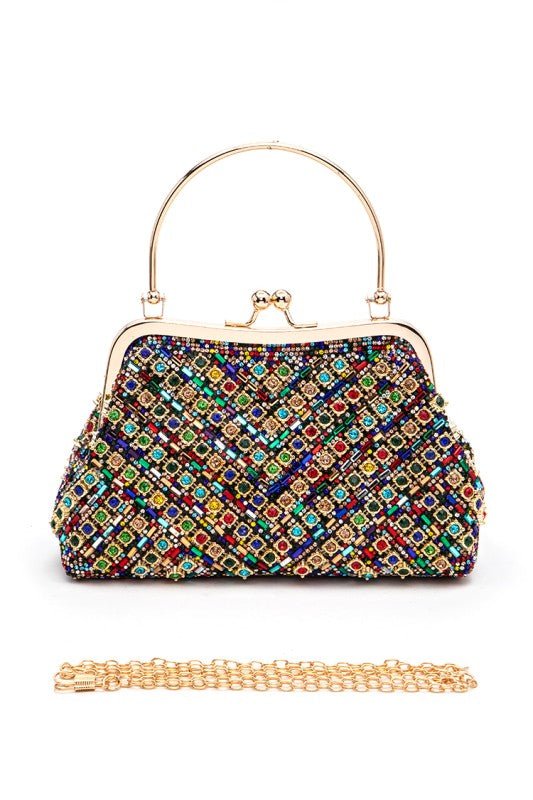Pearl Embellished Top Handle Convertible Clutch | Zarnesh