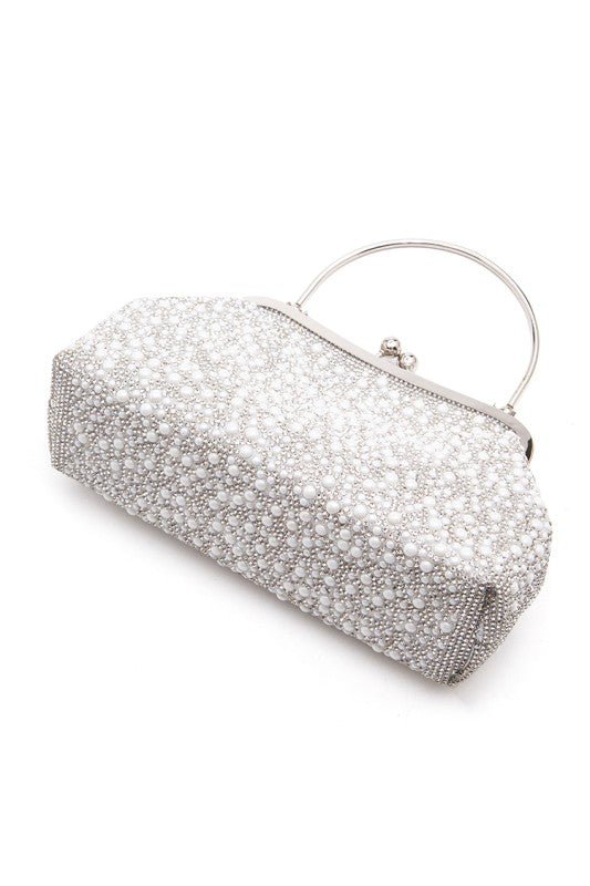 Pearl Embellished Top Handle Convertible Clutch | Zarnesh