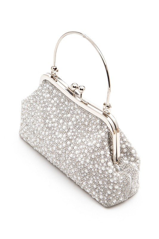 Pearl Embellished Top Handle Convertible Clutch | Zarnesh