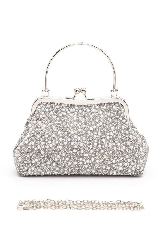 Pearl Embellished Top Handle Convertible Clutch | Zarnesh