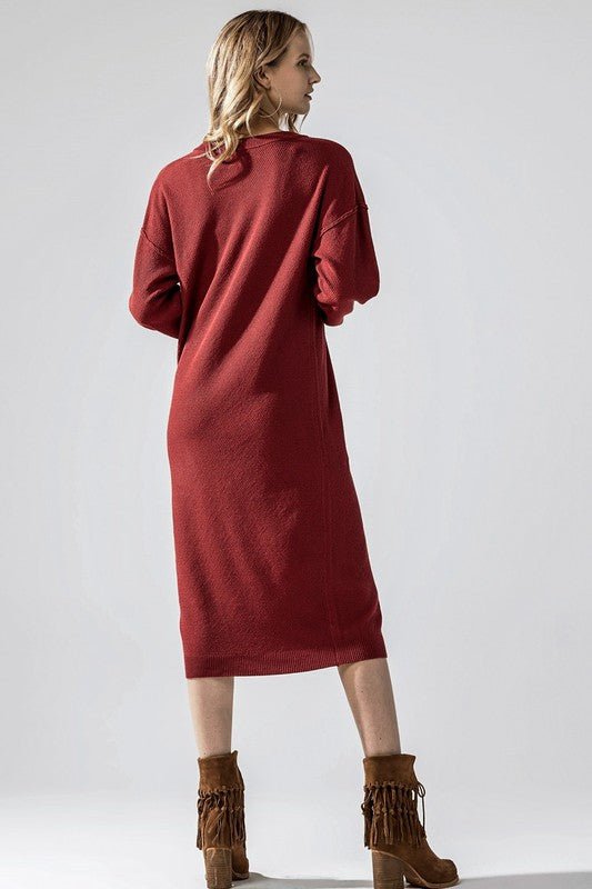 Women’s Comfy Button Front Sweater Knitted Midi Dress | Zarnesh