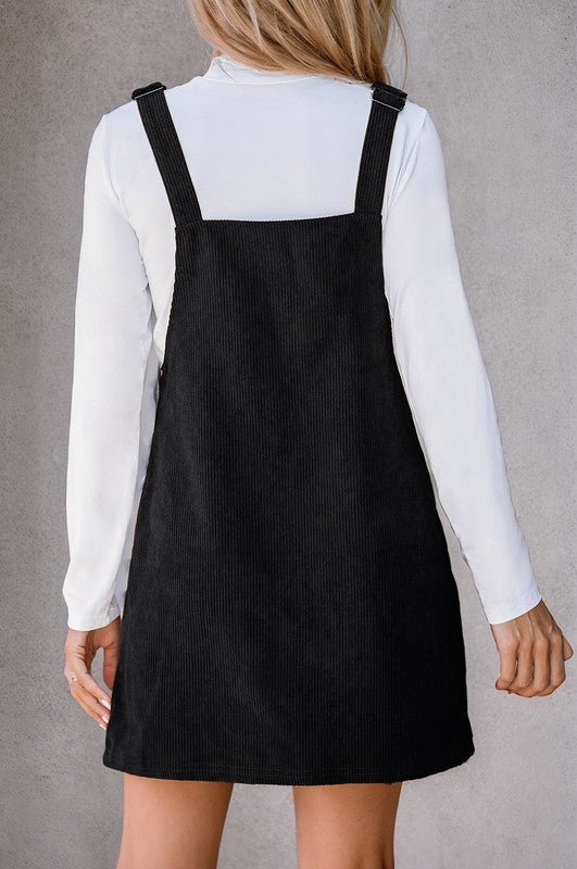Corduroy Front Pockets Overall Dress Jumpsuit | Zarnesh
