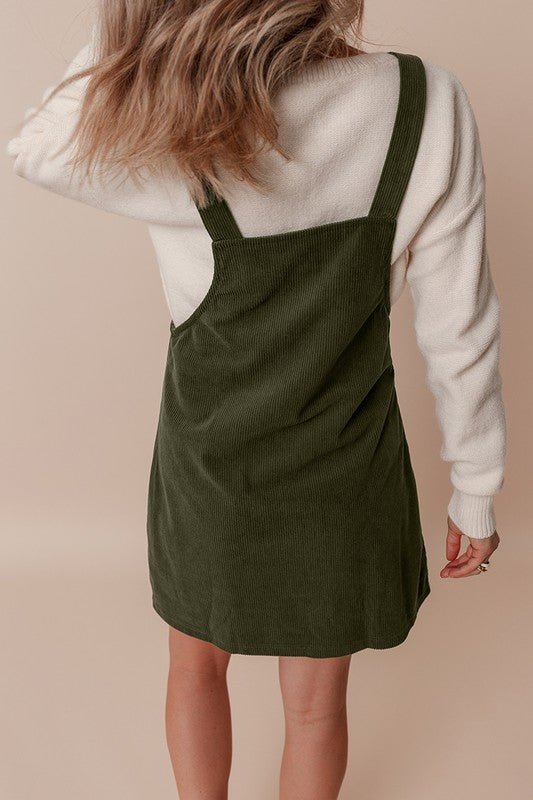 Corduroy Front Pockets Overall Dress Jumpsuit | Zarnesh