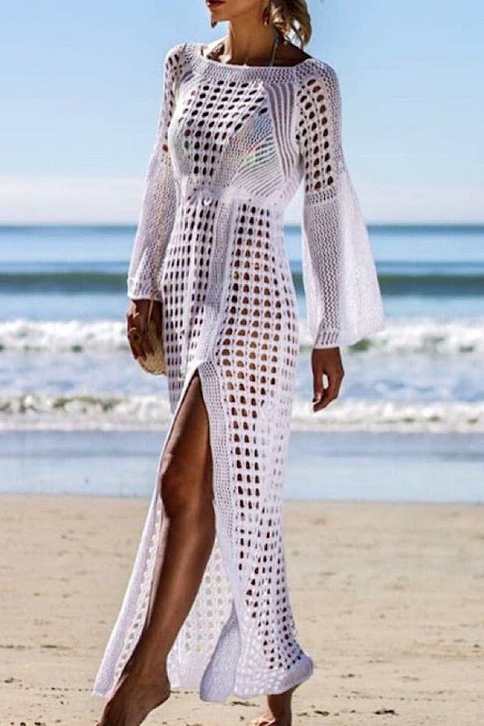 Women's Crochet Maxi Beach Side Slit Cover-Up | Zarnesh