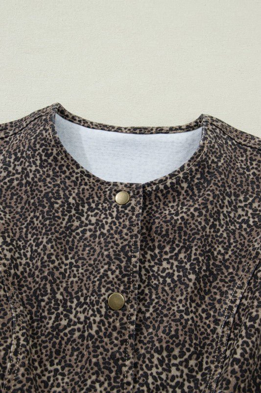 Women’s Denim Leopard Button Front Vest Top | Zarnesh
