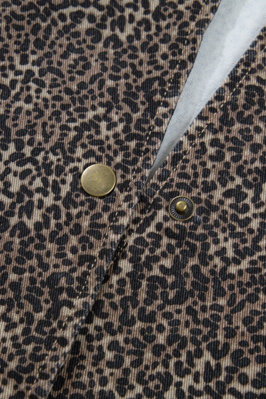 Women’s Denim Leopard Button Front Vest Top | Zarnesh