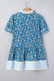 Women’s Floral Stripe Patchwork Plus Size Ruffle Dress | Zarnesh