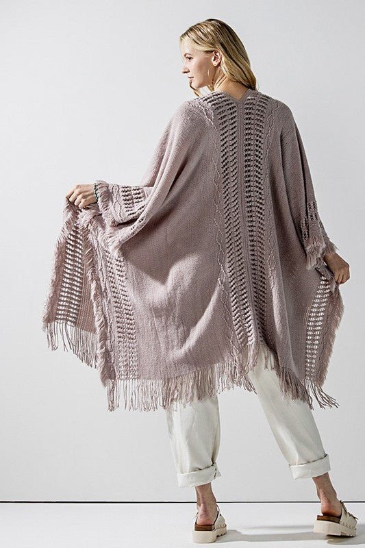 Women’s Fringe Ruana Style Shawl Cardigan | Zarnesh