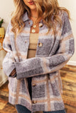 Women’s Fuzzy Plaid Button Up Collared Jacket | Zarnesh