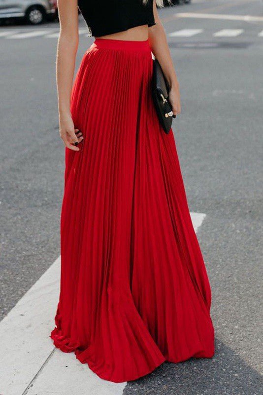 Women's High-Waisted Flowy Pleated Maxi Skirt | Zarnesh