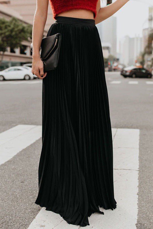 Women's High-Waisted Flowy Pleated Maxi Skirt | Zarnesh