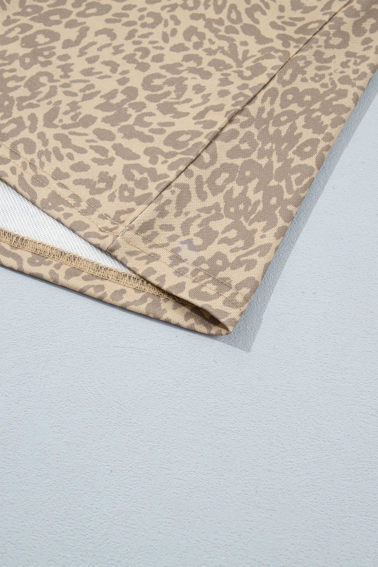 Khaki leopard print top hem detail
