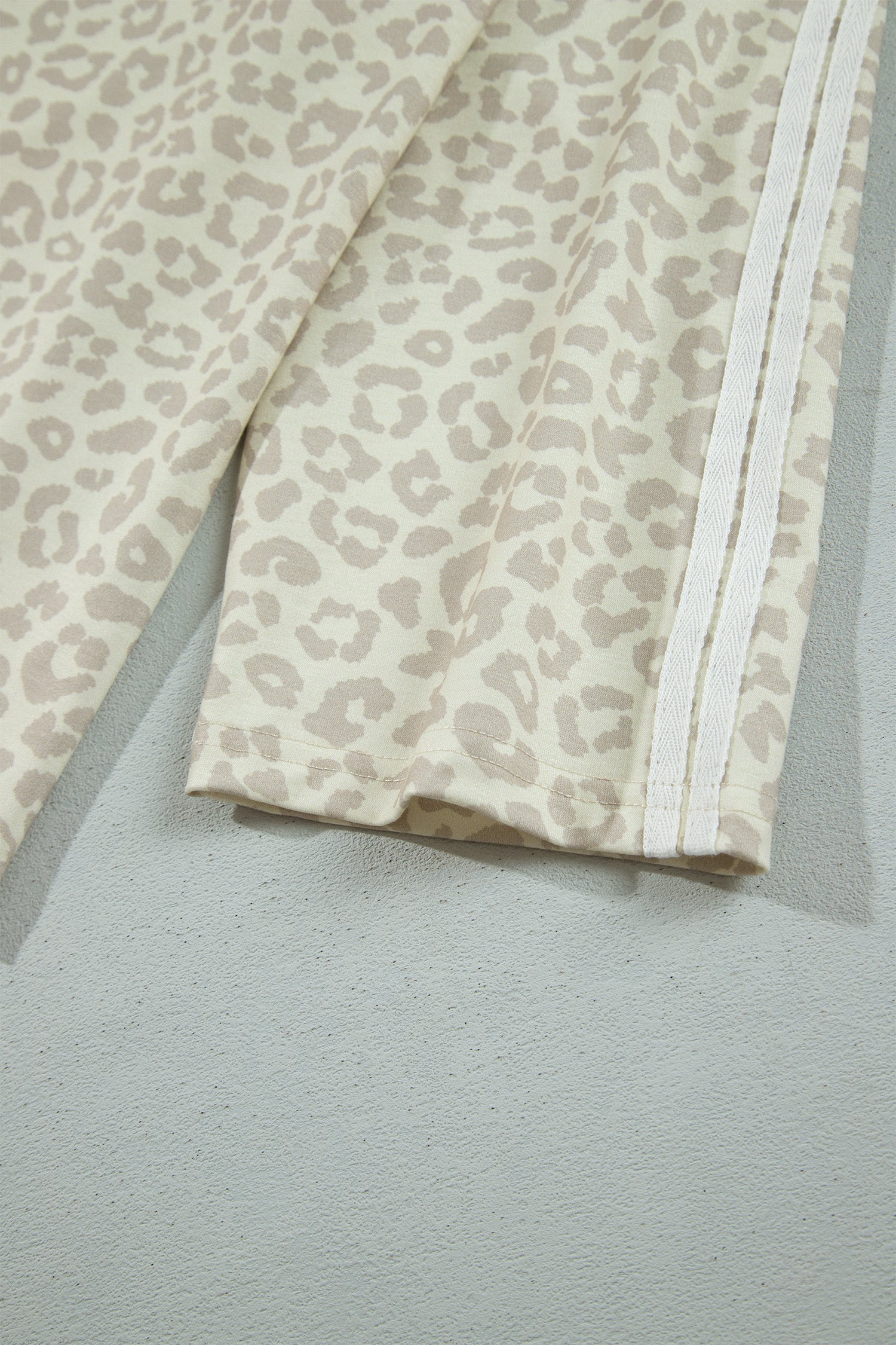 Apricot leopard 3/4 sleeve with white varsity stripes