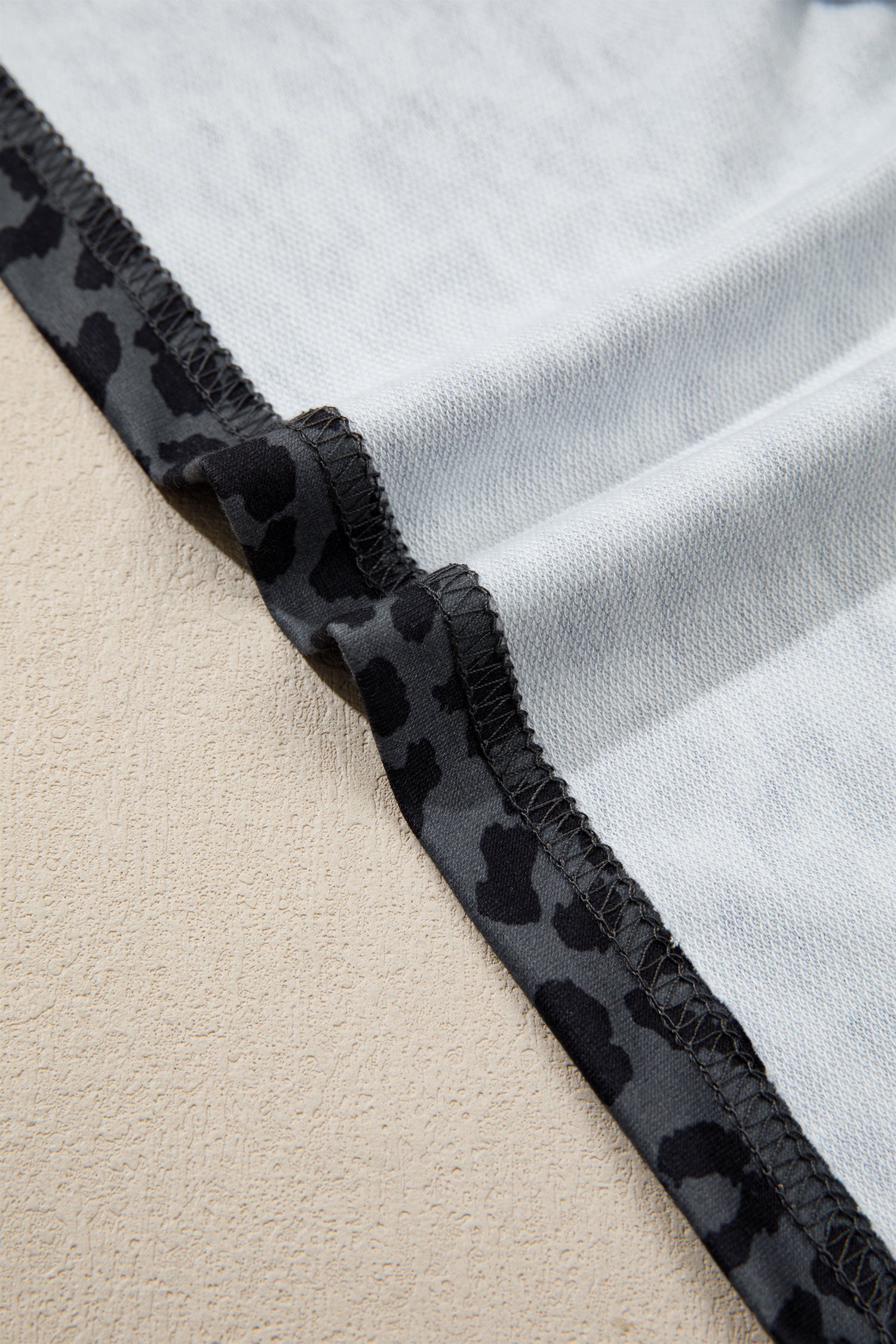 Gray leopard print fabric, inside view