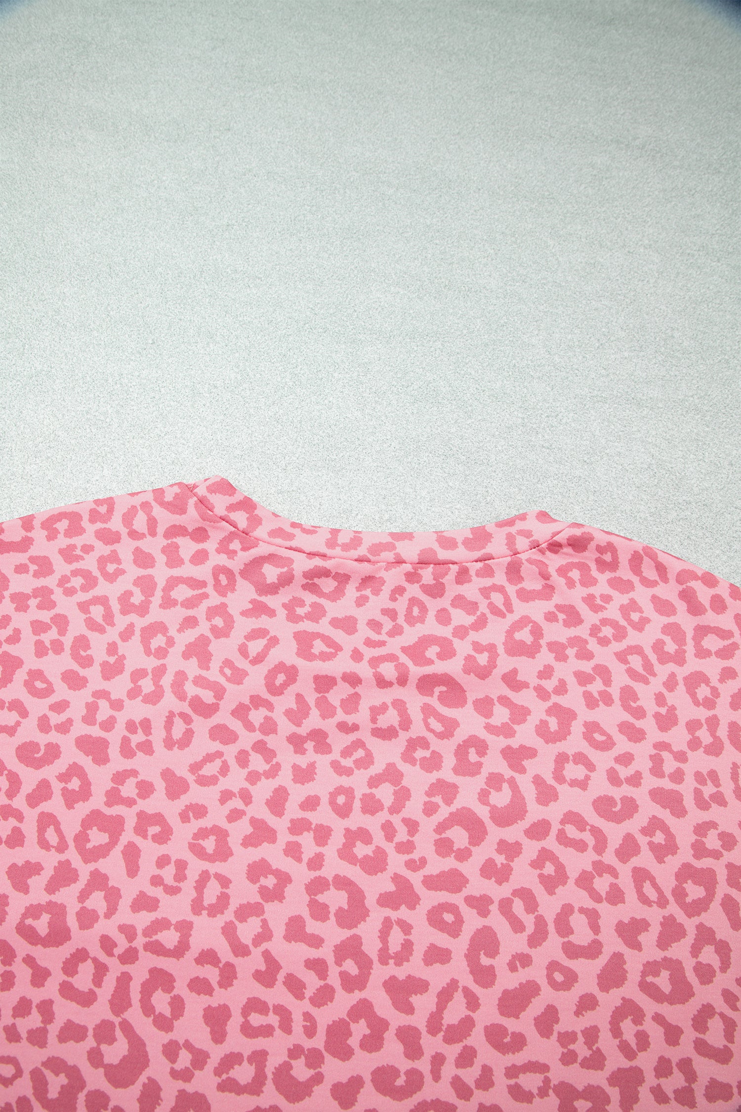 Pink leopard print top back neckline detail
